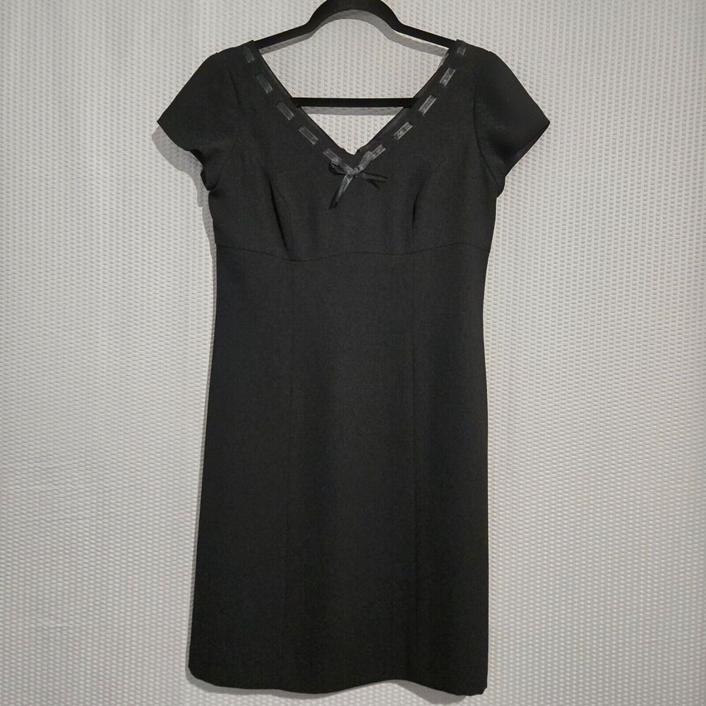 Vintage David Warren Womens Babydoll Black‎ Midi Slip Dress Size 6P Y2K Romantic